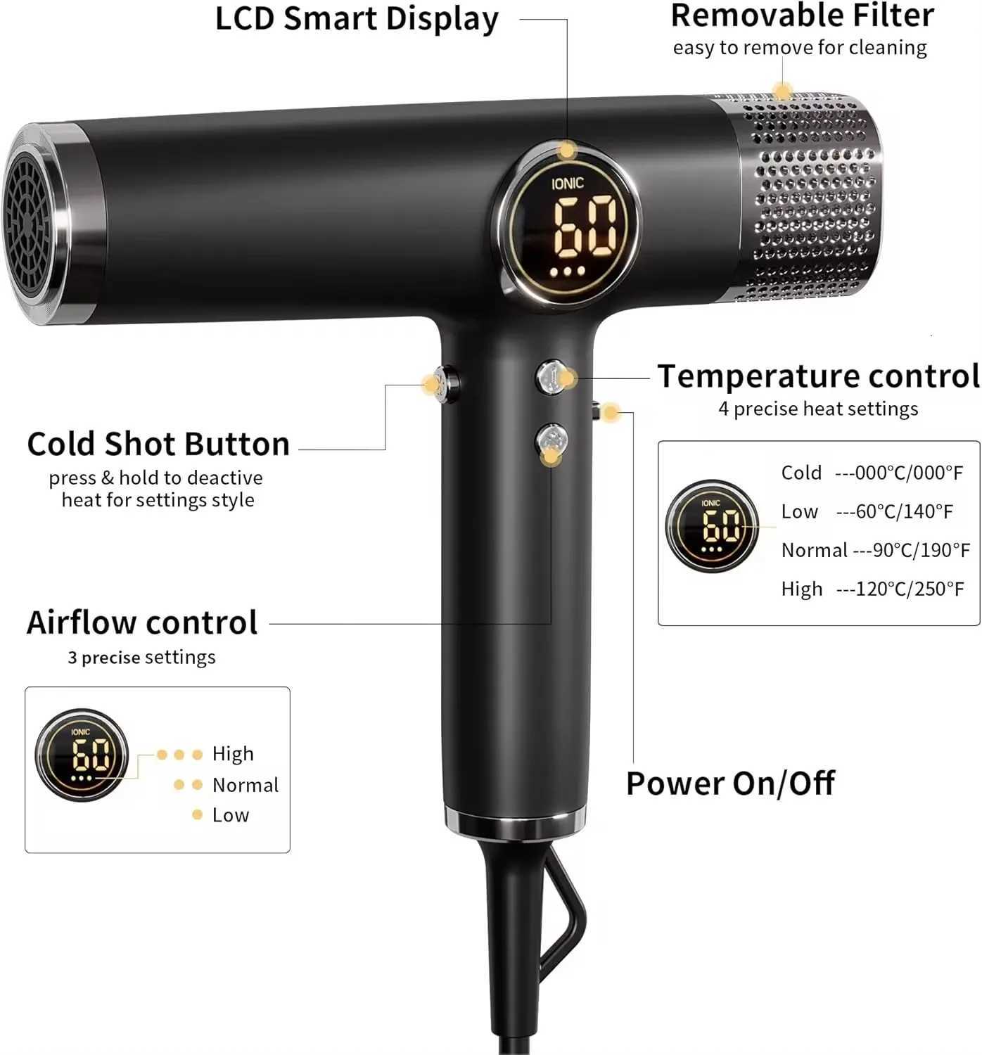 Top Selling 800W High Power Brushless Professional Salon Hair Blower Dryer BLDC Motor High Speed Negative Ionic Hair Dryer W251029