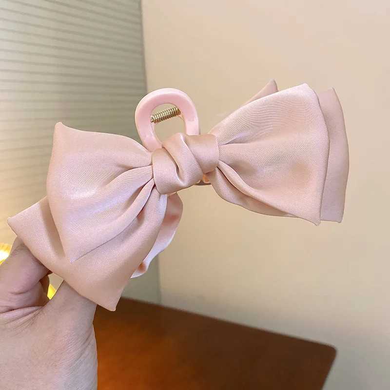 Haimeikang Satin Bow Hair Claws Crab Girls Sweet Ponytail Hairpin Hair Claw Solid Color Fashion Hair Clips Hair AccessoriesW251028