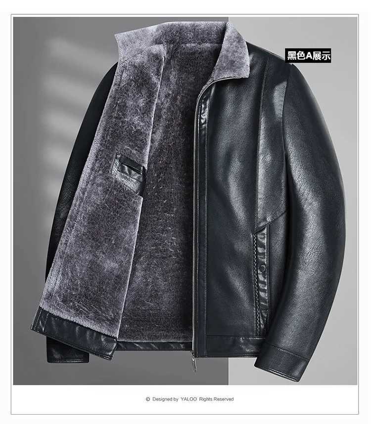 Large size mens PU leather jacket male tide winter extra large men loose man leather jacket fleece 7XL 6XL waterproof jacketT251029
