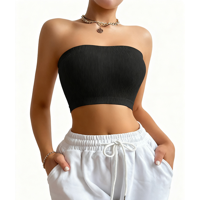 Bras Plus Size Women's Seamless Bandeau Bra, Ribbed Tube Top Wireless Comfort Bra, Stretchable Daily Wear Essential for Curvy Ladies