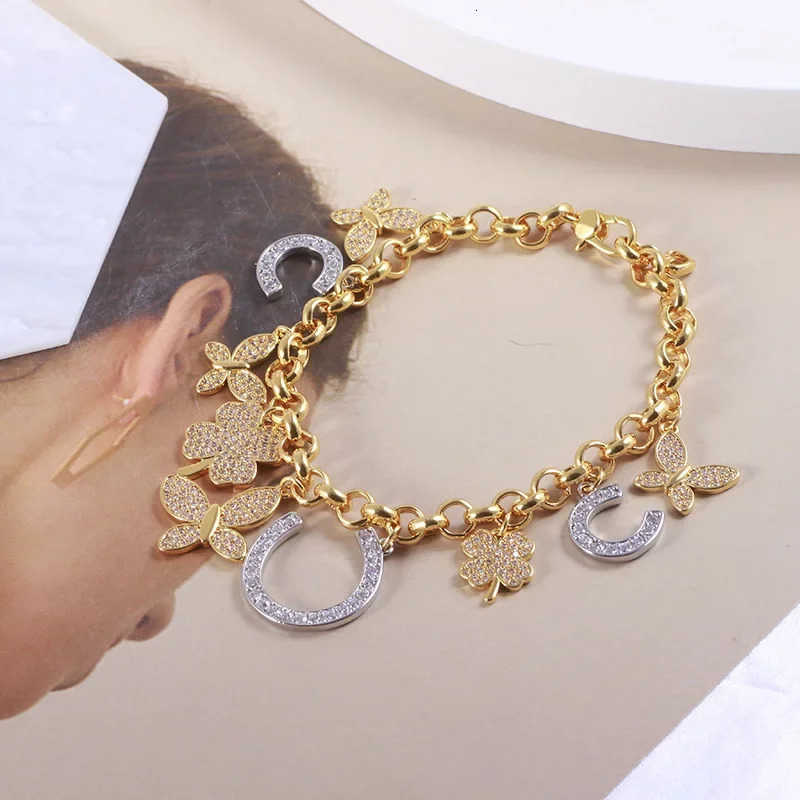 KS European Fashion Trend Versatile Flower Butterfly Ushaped Bracelet Niche Beauty 251024