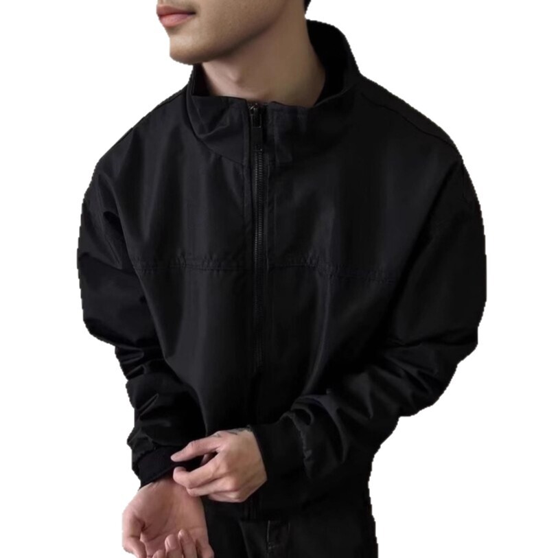 American Style Jacket Stand Collar Designer Jacket Windbreaker Men Autumn Winter Solid Color Casual Loose Versatile Zipper Workwear Flight Jacket