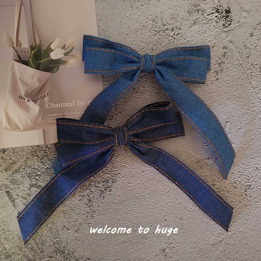 Good Quality Advanced Classic Denim Bow Hair Clip for Girls Womens Spring Hairpin Romantic Simple Design Hair AccessoryW251028
