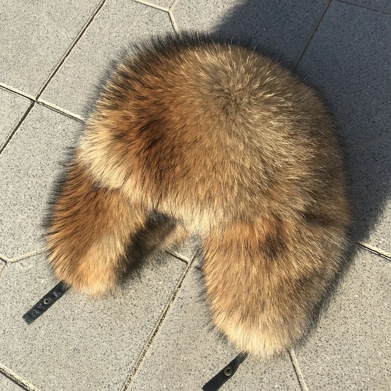 2025 Cap 100 Raccoon Dog Full Fur Fox Fur Hat Mens Fur Ear Protection Winter Thickened and Warm Russian Hat Mens Trend i251029