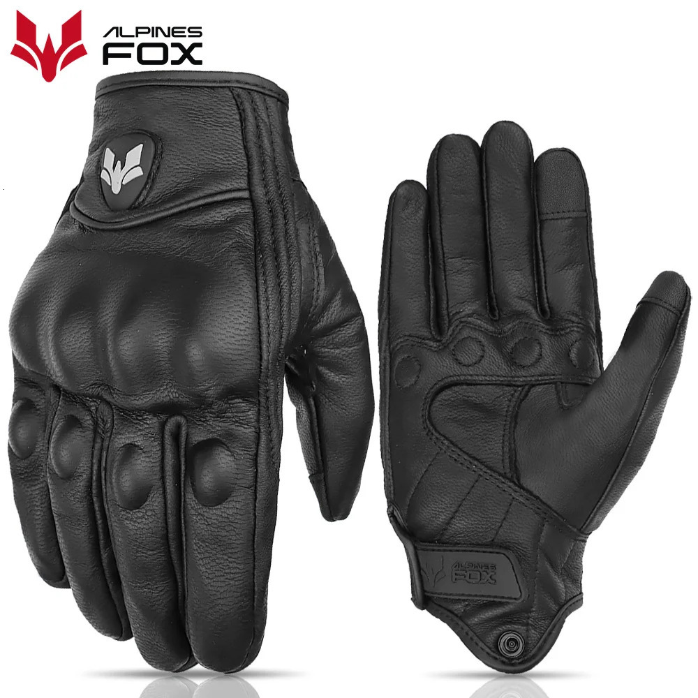Vintage Genuine Leather Perforated Motorbike Gloves Men Women Retro Summer Breathable Motorcycle Motocross Racing Street 251013