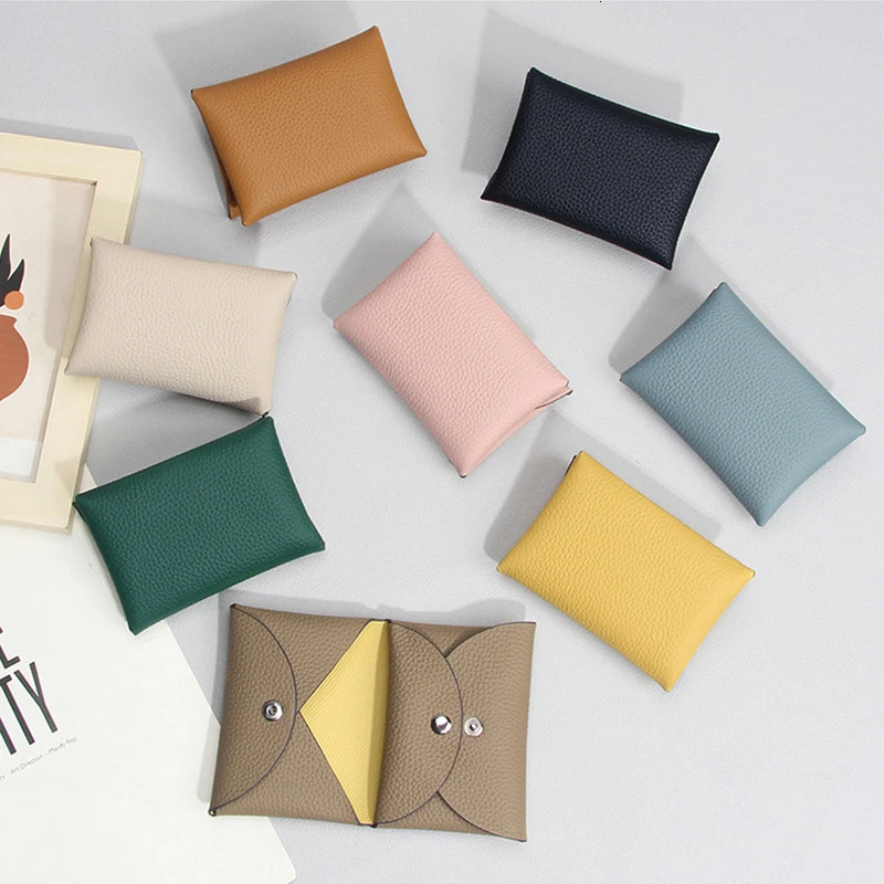 100 Leather Card Holder Bag Coin Purse Pouch Female High Quality Business Wallet Credit Card Certificate Bag Card Cover Case 251029