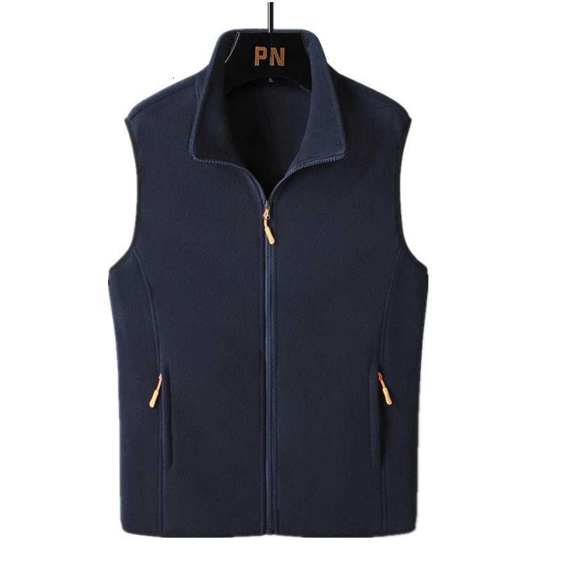 FGKKS New Autumn Men Casual Vest Jacket Solid Color Stand Collar Polar Fleece Vest Fishing Hiking Couple Warm Vest Coat Male W251029