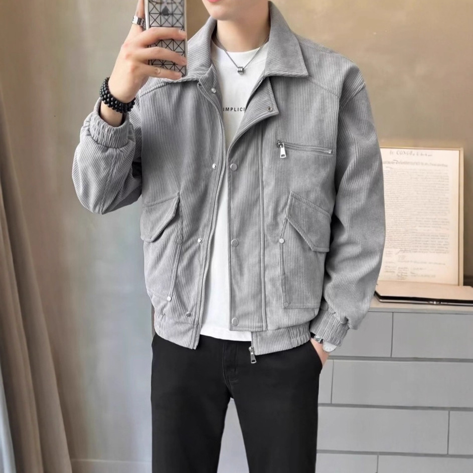 Workwear Jacket Spring Designer Jacket Autumn Men's Casual Fashion Versatile Loose New Style Top Simple Trendy Solid Color Turn-down Collar Coat