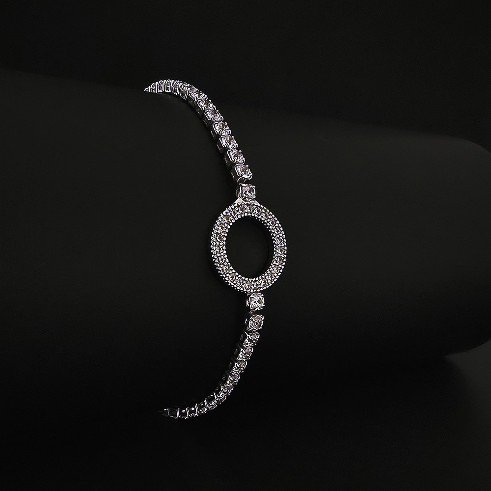 Moon Geometric Companion Fashion Simple Design Full Dia Niche New Trendy Round Bracelet for Women