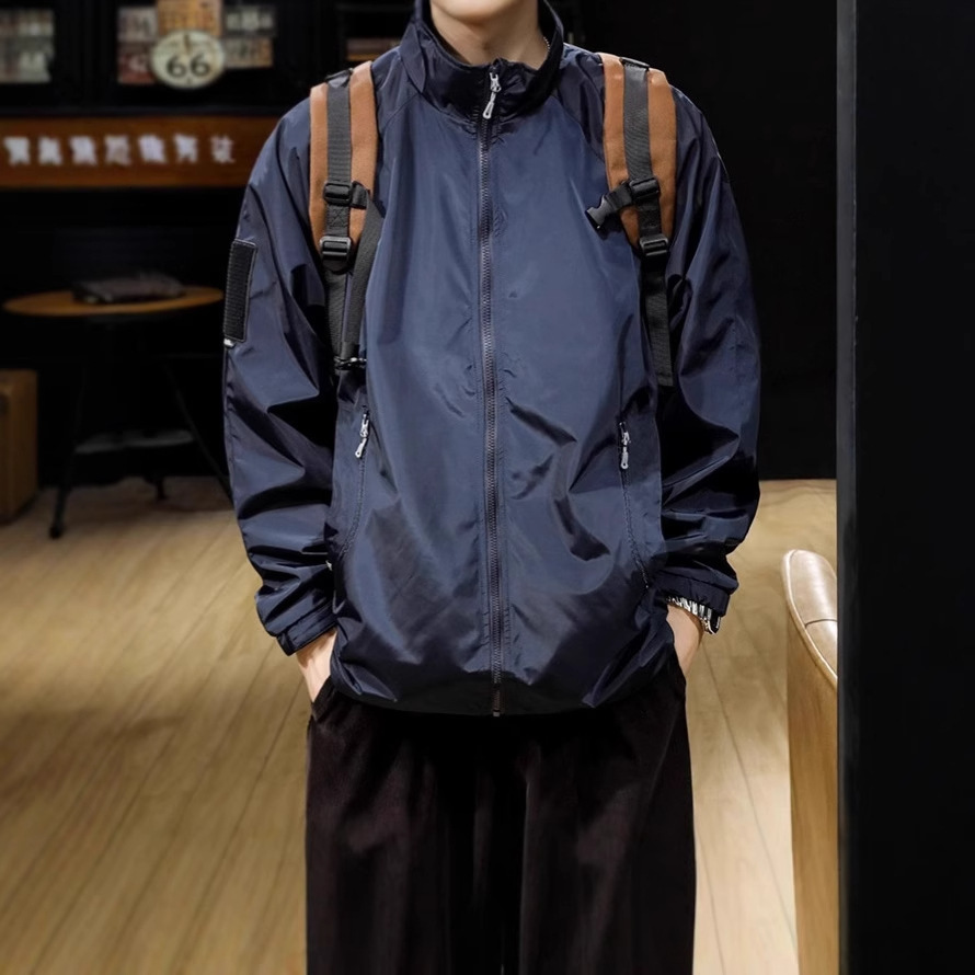 Men's Spring And Autumn Stand Designer Jacket Collar Workwear American Style Water-resistant Fabric Jacket Loose Fit