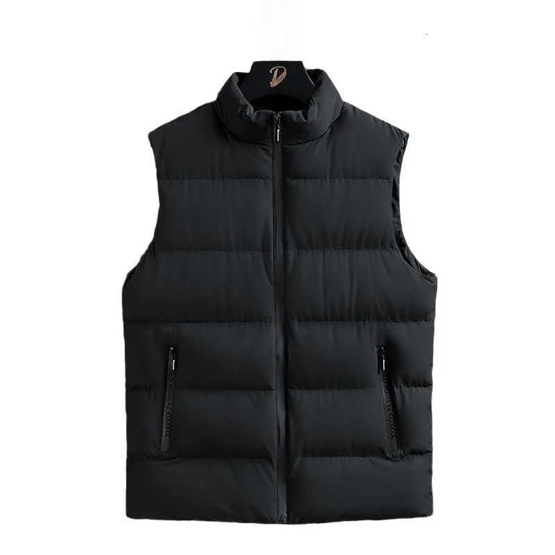Autumn Winter Waistcoat Man Lightweight Plus Size Sleeveless Vest Stand Collar Zipper Cardigan Casual Solid Color Warm Vest Coat W251029
