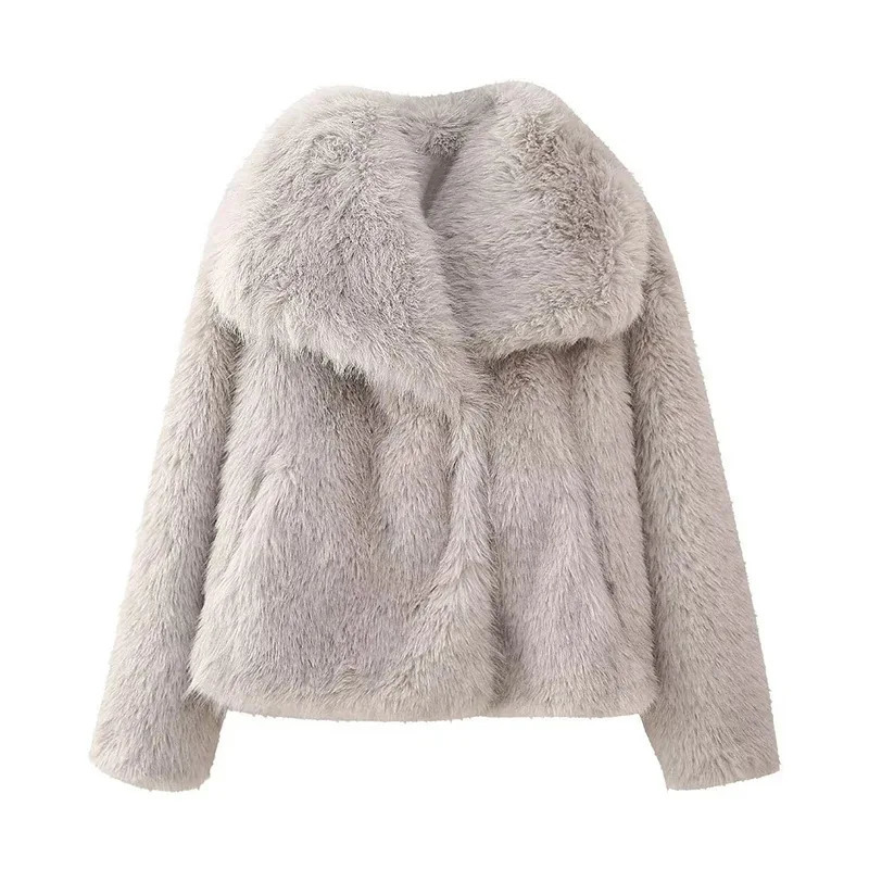 Women Winter Thick Furry Faux Fur Coat Female Trundown Collar Long Sleeve Plush Jacket Lady Warm Fluffy Cardigan 251028