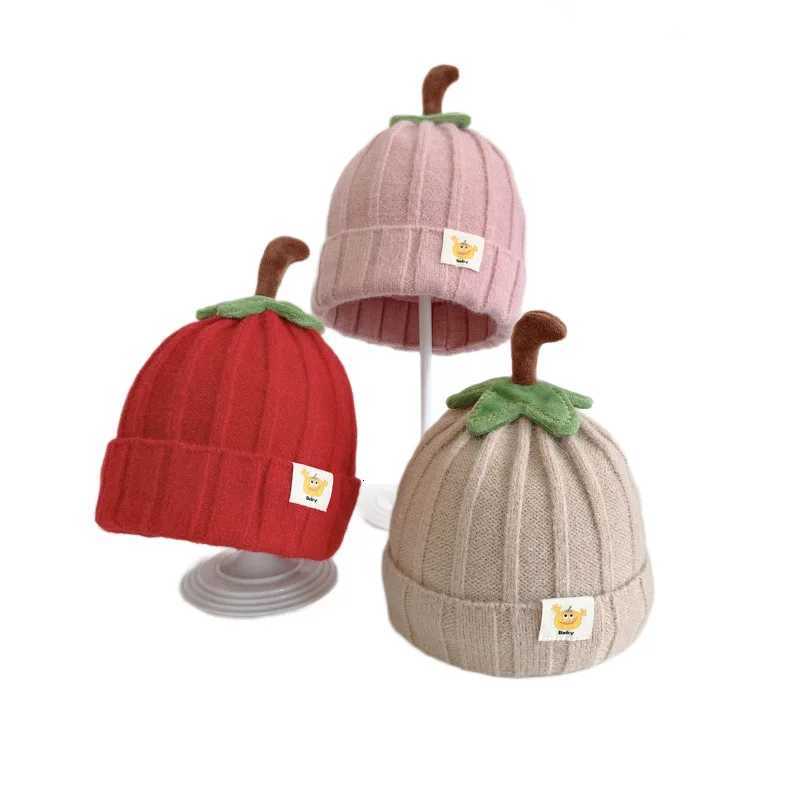 1 Piece Cute Cartoon Newborn Warm Hats Sweet Funny Pumpkin Infant Baby Protection Head Cap Autumn Winter Soft Crochet Bonnet251028