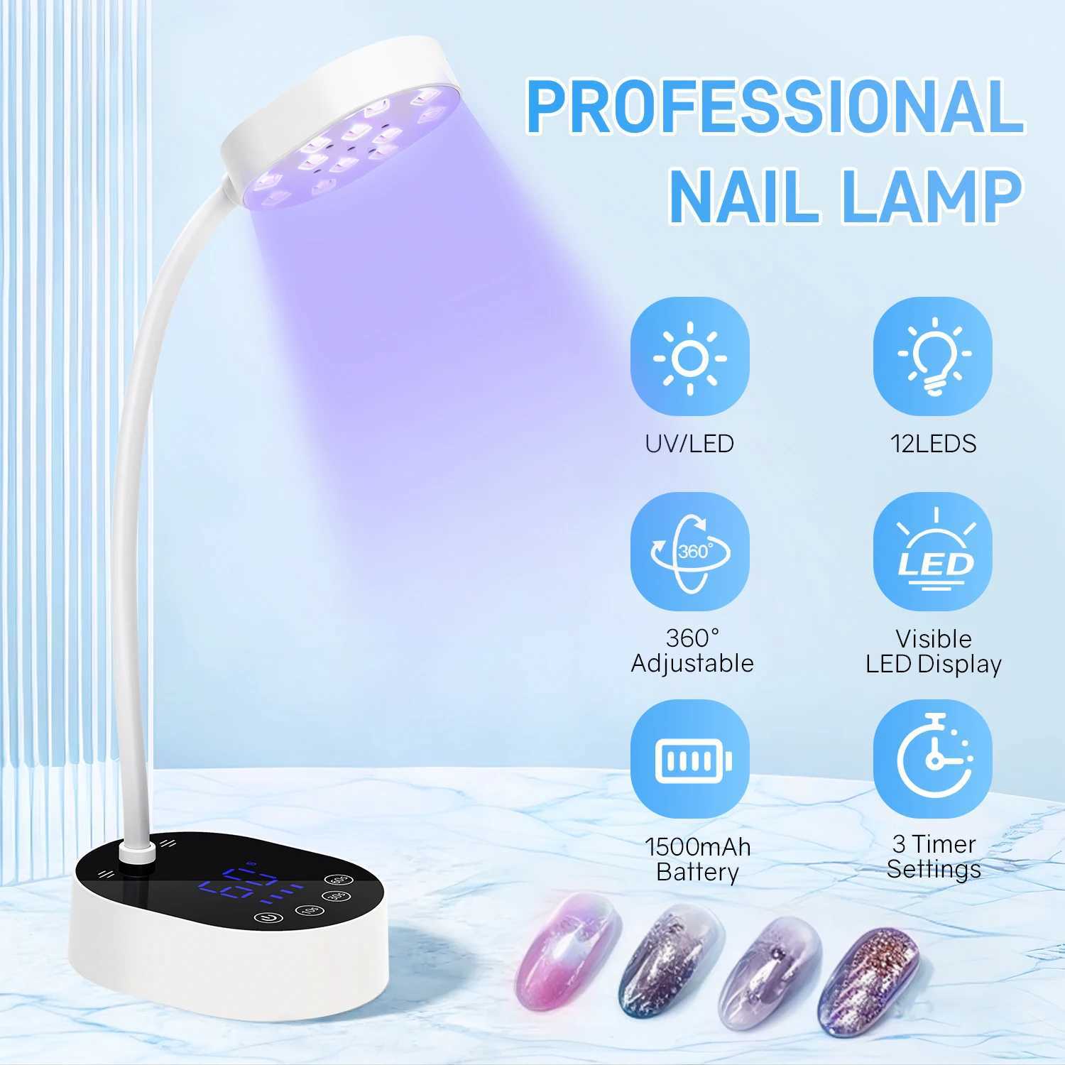 Professional Nail Lamp LED UV Nail Dryer Auto Sensing Touch Control Fast Drying Nail Light 360 Bendable Table Lamp For Salon J251115