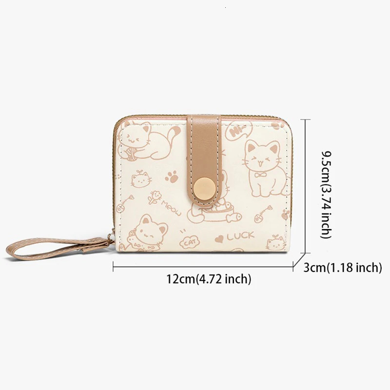Cute Cat Wallets for Women Card Holder Small Purses with Zip Coin Pocket High Quality Square Hand Bags 251029