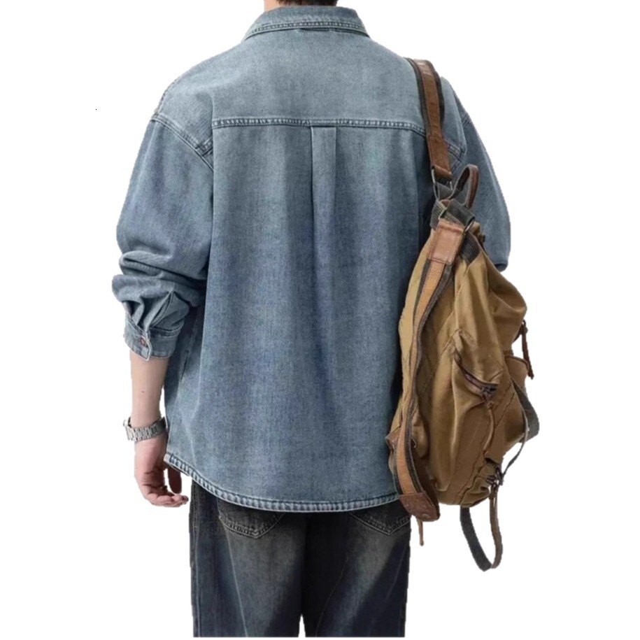 American Style Trendy Brand Workwear Long Sleeve Denim Shirt Men's Spring And Autumn New Designer Jacket Loose Washed Shirt Jacket Men