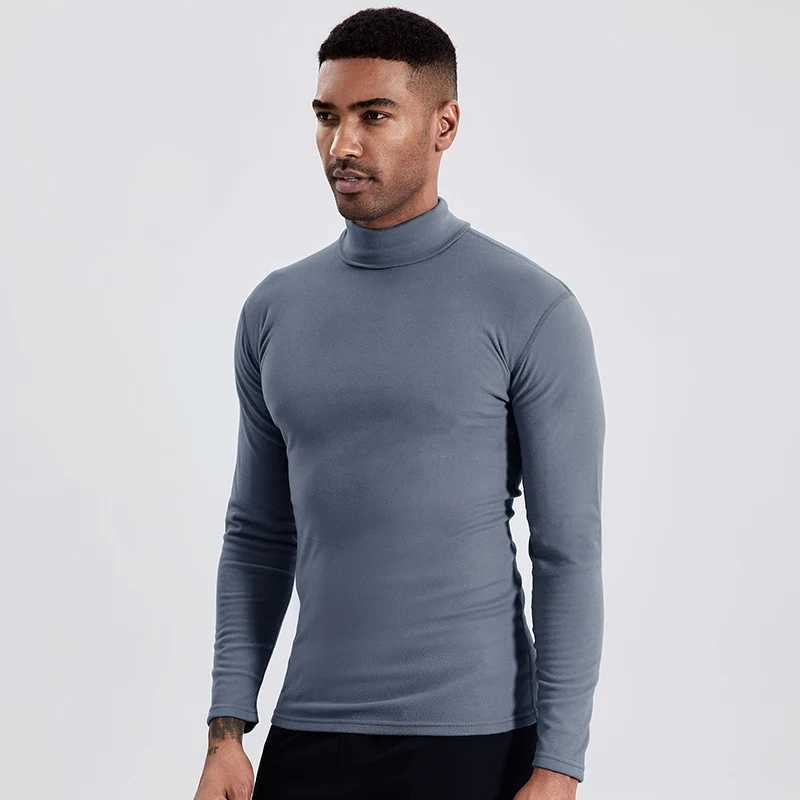 Mens autumn and winter plus size solid color turtleneck bottoming shirt casual Joker fashion young men long sleeve warm T J251029