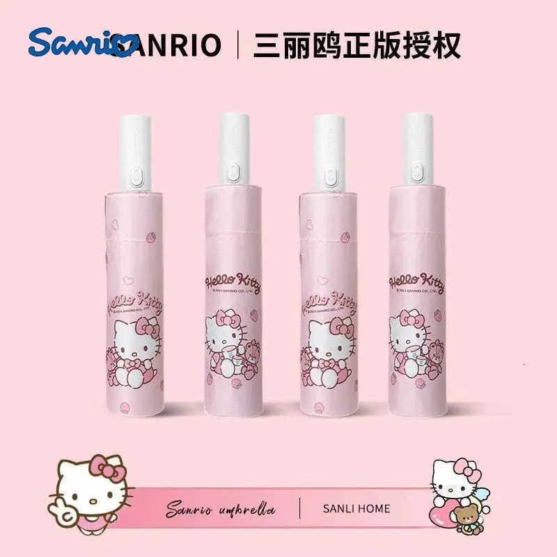 Sanrio Kawaii Sanrio Hello Kitty Automatic Umbrella Super Cute Umbrella Sun Protection Sun Umbrella Girl Portable Folding Umbrella L251029