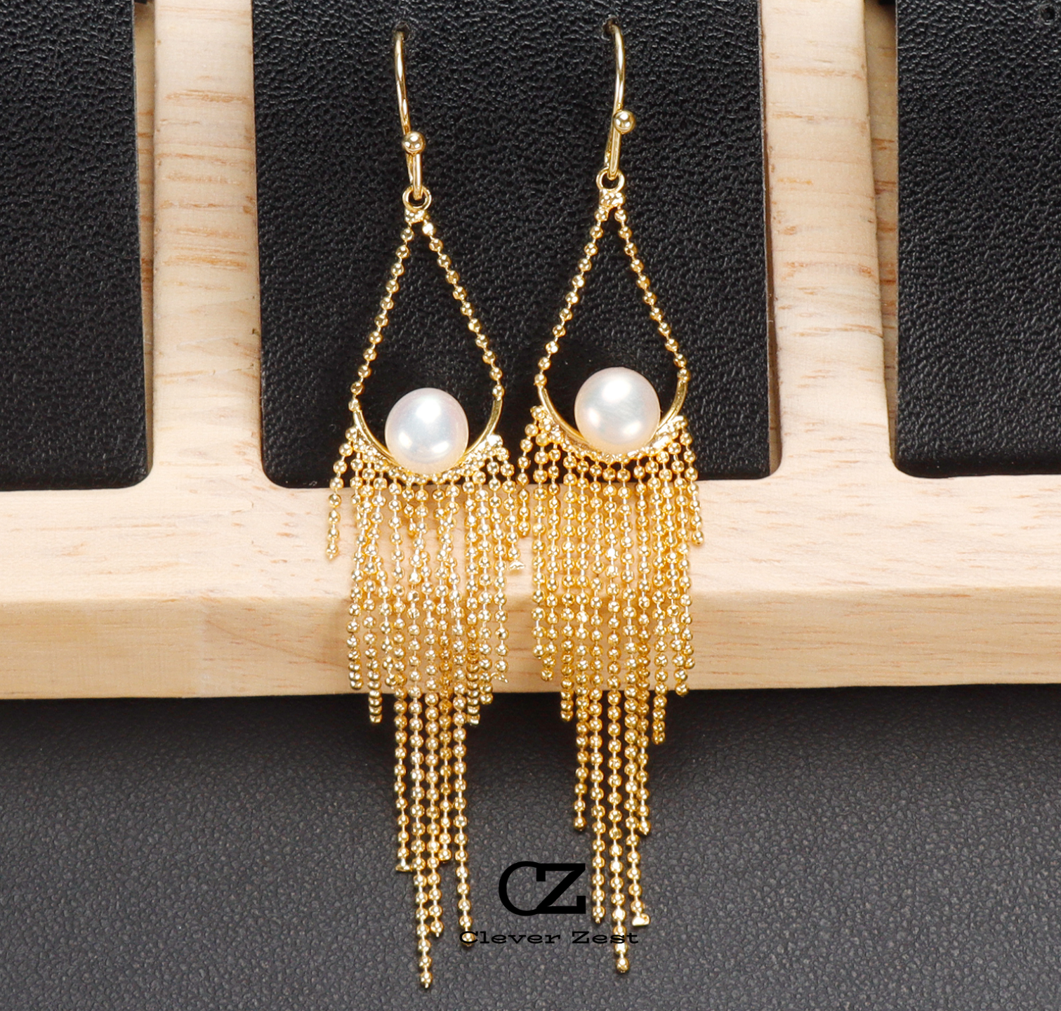 Natural White Pearl Fringe Ear Hooks 14K Gold-Filled Fashion Versatile and Trendy Anniversary Gift Bestie Gift