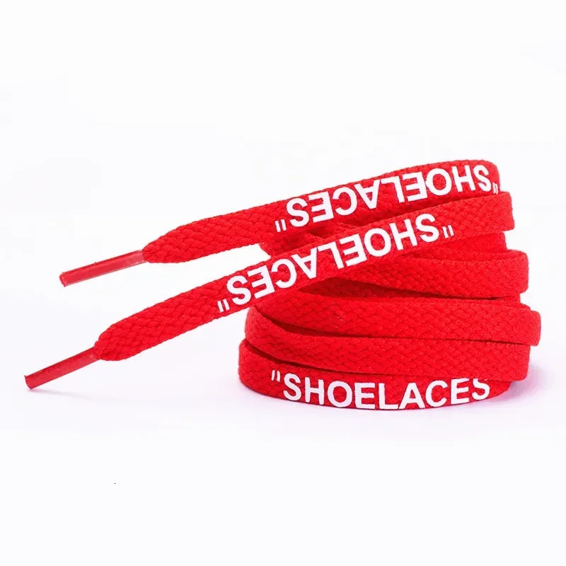 475563 Printing Shoe Laces Silicone Printed Shoelace 8MM Flat Boot Laces Off Print White Shoe Laces for Sneakers 1 Pair 251029
