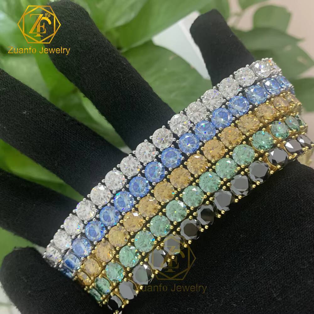 Yellow Blue Green Black Color Moissanite Tennis Bracelet with Gra Wholesale Friendship Tennis Diamond Bracelet Real S925 SilverDesigner style