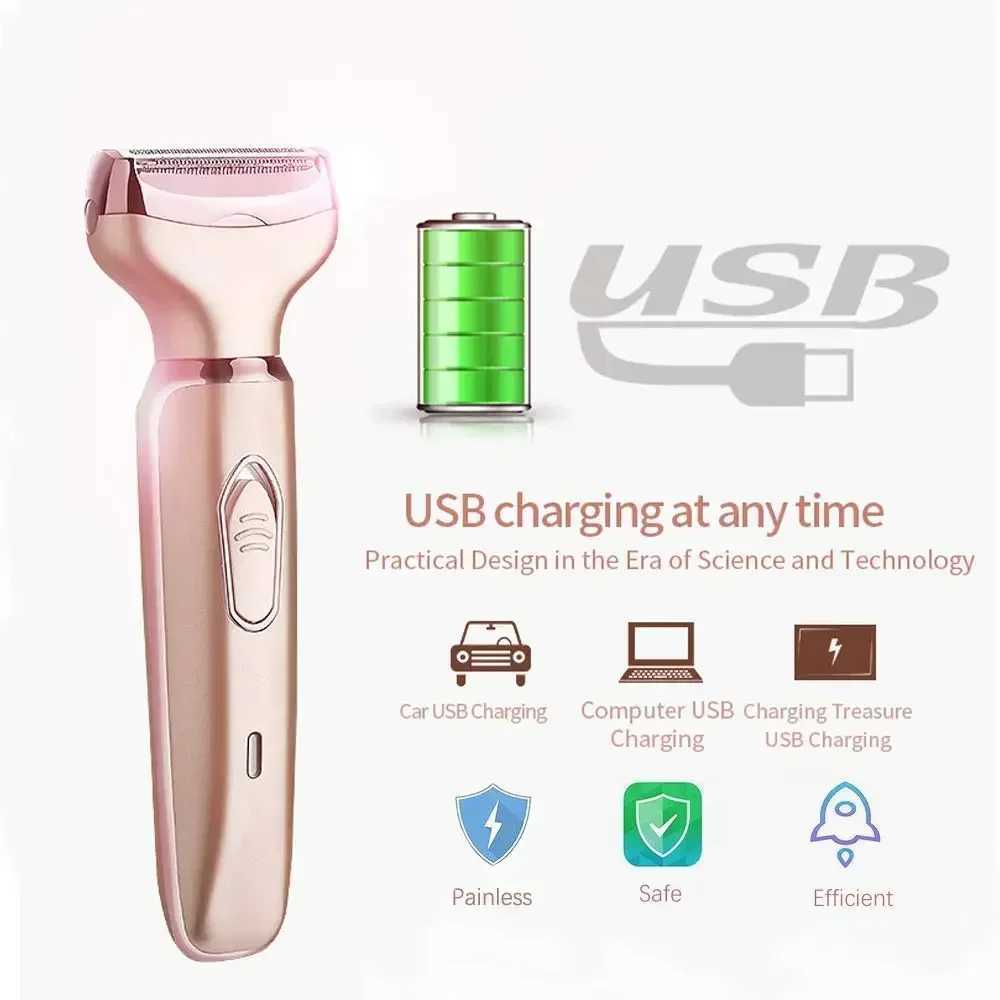 2 In 1 portable Electric Haircut Trimmer epilator woman facial intimate area for body hair removal Sex Shaver Bikini Pubic Rosor J251117