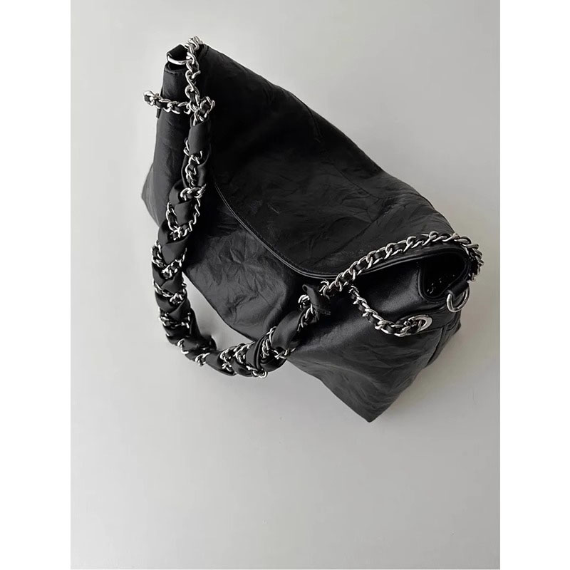 2025 New Style Women's High-end Fashion White Hand-grained Tote Bag Versatile Single Shoulder Crossbody Chain Bag