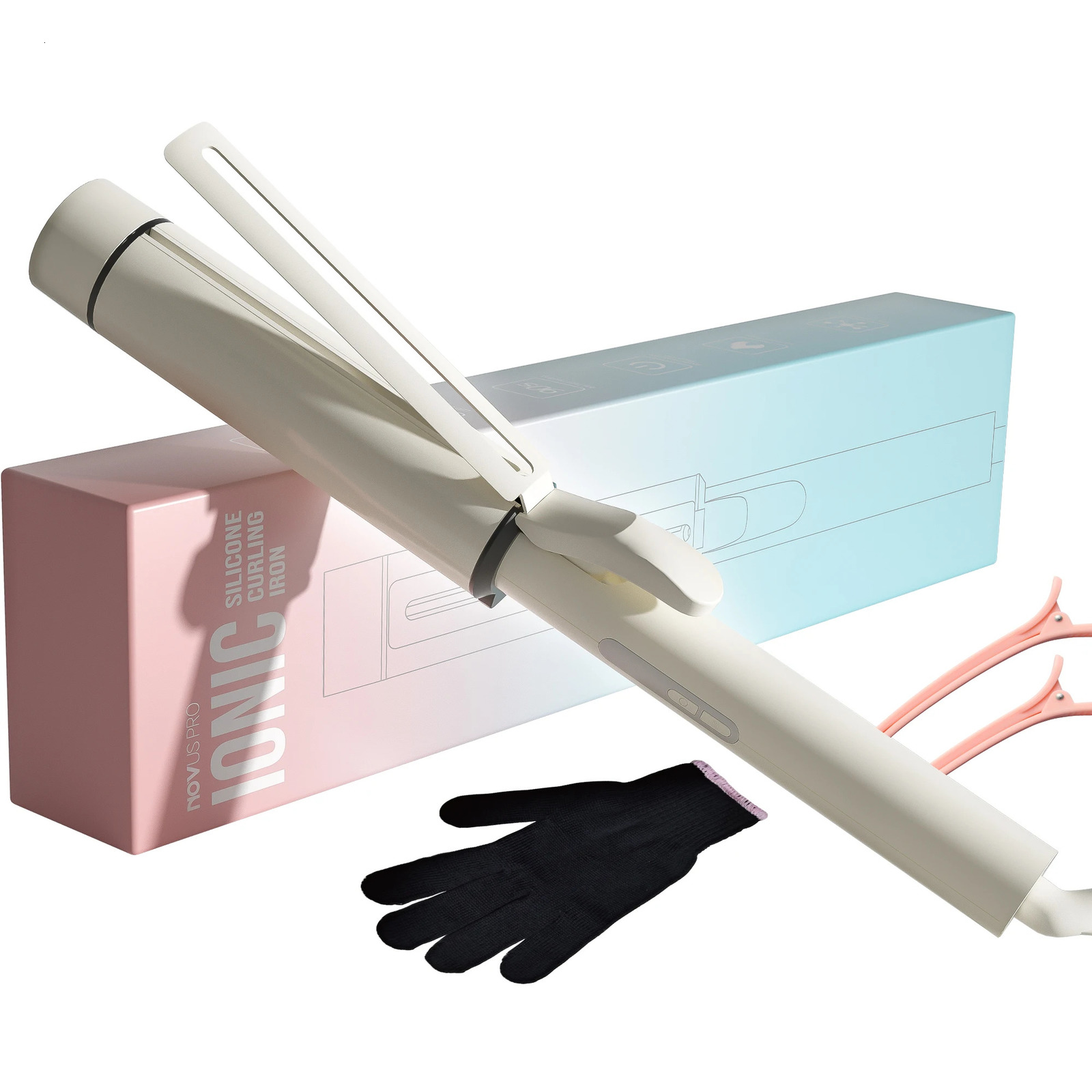 15 Inch Extra Large Curling Wand for Long Hair Ceramic Tourmaline Barrel with 40000000 Negative Ions 2 Clips 251029
