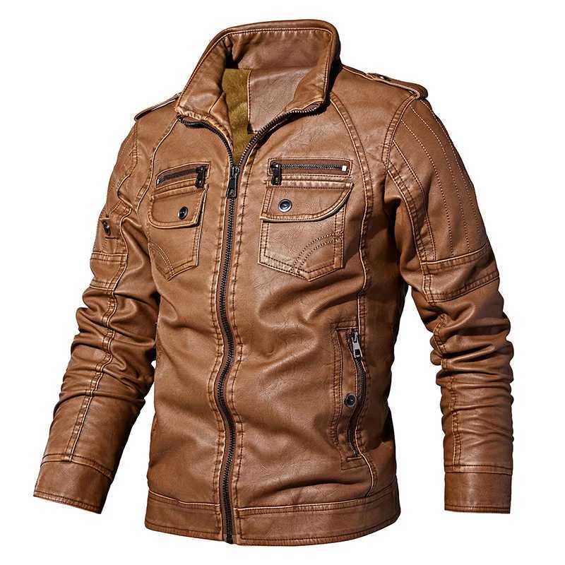 Mens Winter Leather Jackets Autumn Business Casual Thicken Fleece Coats Male Fashion Motorcycle Outwear Leather JacketT251029