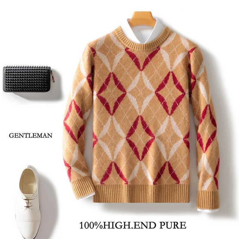 Autumn And Winter Wool Color Matching Round Neck Thick Sweater Loose Casual Wool Bottoming Sweater Top J251029