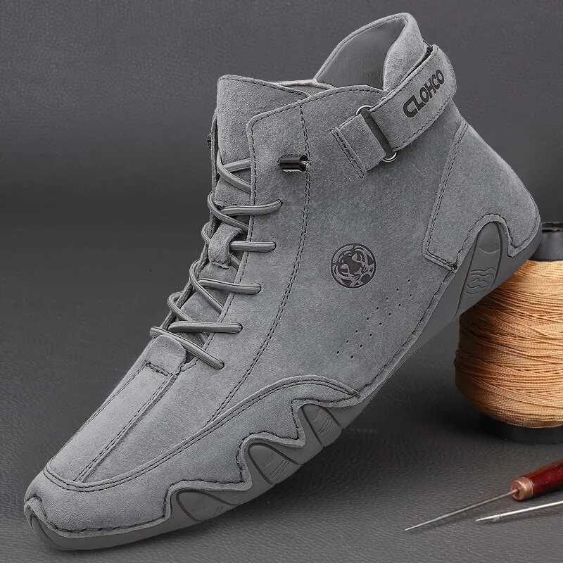 Mens Genuine Leather Shoes Ankle Boots 2023 Men Sneakers Outdoor Light LaceUp Casual Shoes Fashion Loafers Winter Warm Boots Z251029