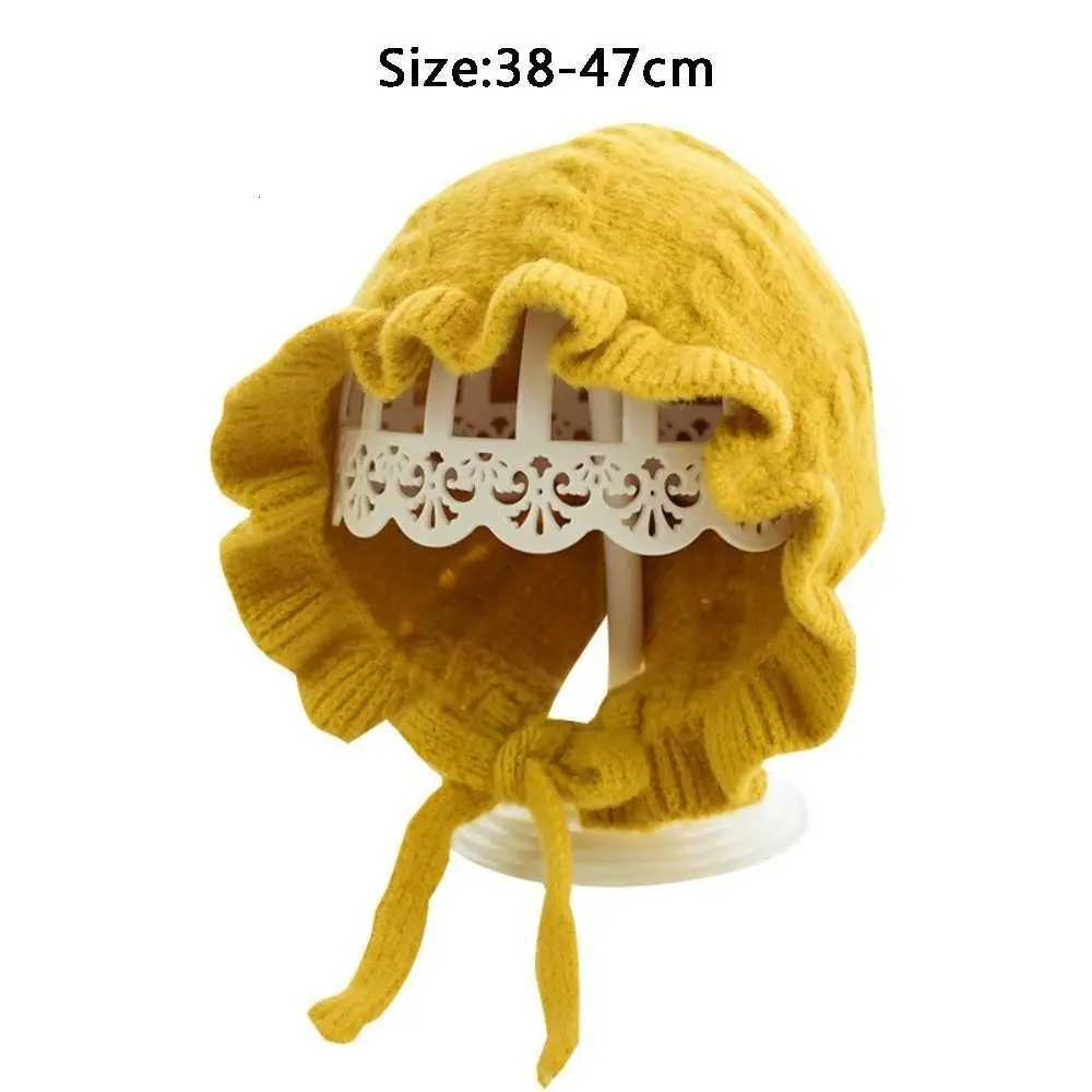 Cute Autumn and Winter Infant Hat Adjustable Warm Knitted Hat Lace Edge Ear Protection Baby Hooded Hat 02Years251028
