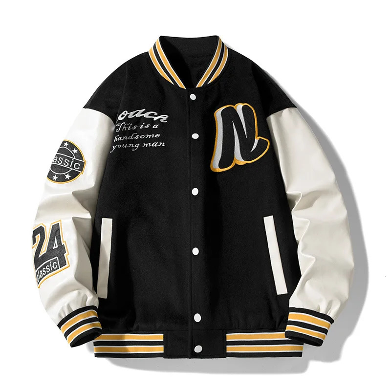Men Varsity Baseball Bomber Jacket Hip Hop Harajuku Bone Letter Patchwork Leather Jackets Streetwear Women Unisex College Coats 251028