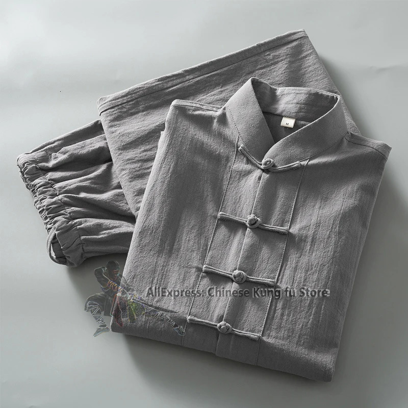 Soft Cotton Linen Longsleeves Chinese Tang Suit Casual Kung fu Tai Chi Uniform Wing Chun Jacket and Pants 251022