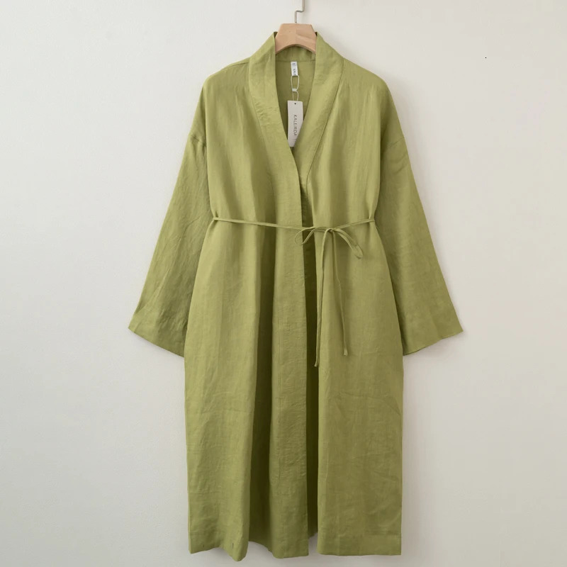 2025 Summer Autumn Linen Cardigan Long outerwear Women cape 251029