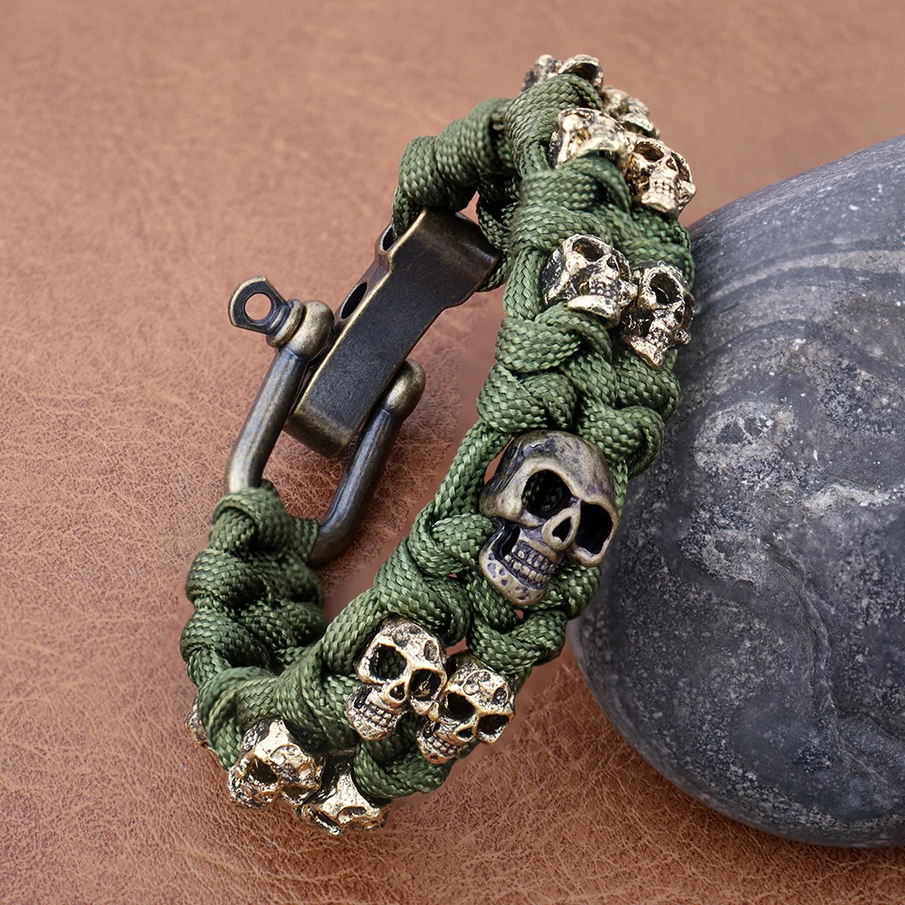 Vintage Skull Style Bracelet Jewelry Gift Outdoor Camping Paracord Survival Braided Rope Bangles Adjustable Clasp Pulsera Hombre 251028