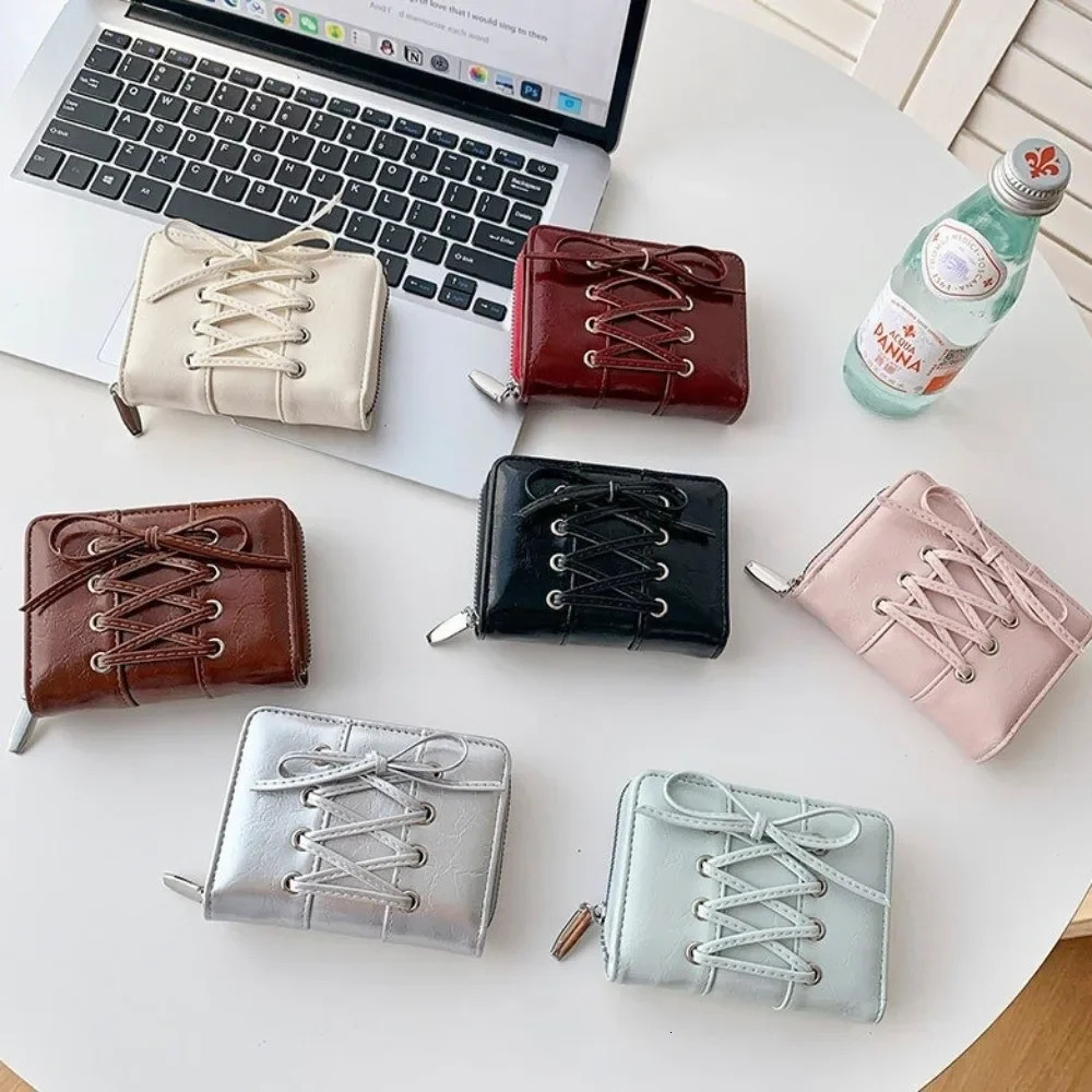 Minimalist Style Bow Short Wallet MultiFunctional Large Capacity Coin Purse Zipper Coin Handbag Women 251029