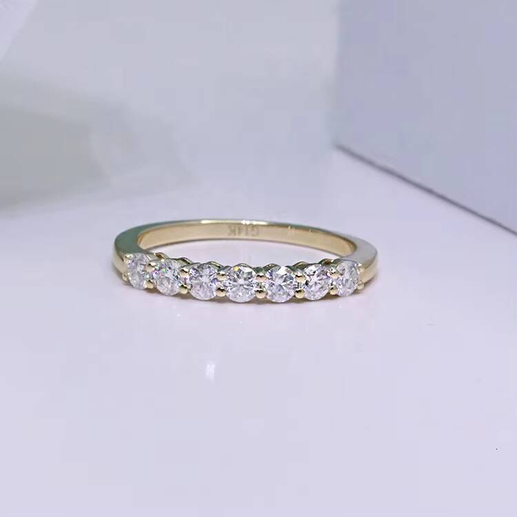 Custom Pure 18K 14K 10K 9K Real Yellow Gold Engagement Band Ring Round Brillant Cut D VVS1 Moissanite Wedding Ring for Women