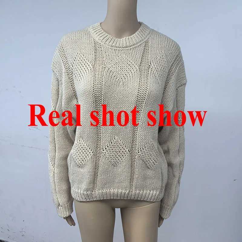 Coarse Yarn Knitted Sweater for Women Autumn Winter Lazy Style Stretch Twist Pullovers Vintage Solid Color ONeck Jumpers Mujer J251029