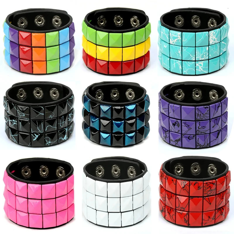 Hip Hop Rock PU Leather Bracelet Men and Women Punk Spikes Rivets Skull Heart Cross Creative Party Bracelet Jewelry Accessories 251028