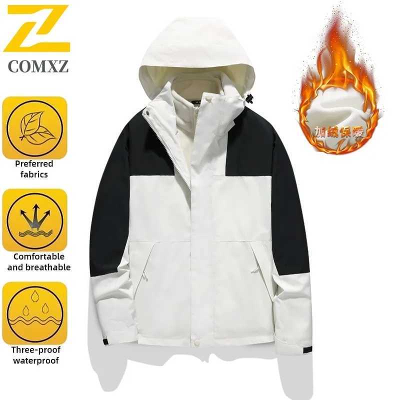 EiAO Jacket Unisex 2in1 Detachable Fleece Waterproof Windproof Outdoor Coat for Running Hiking Fishing Trendy Camping 2025 J251029