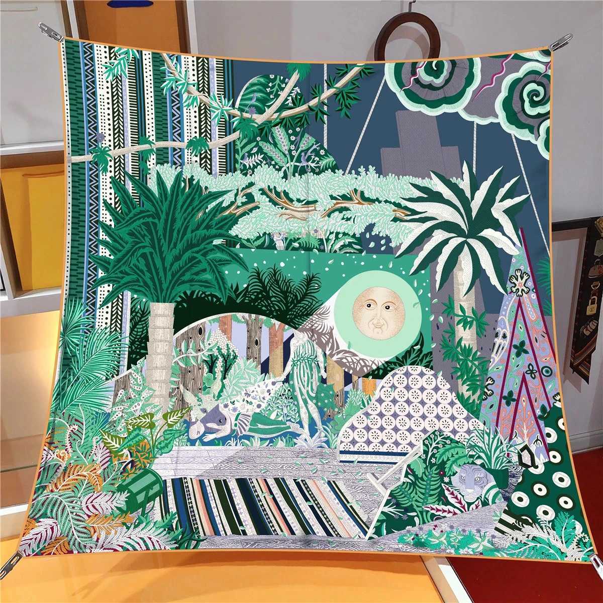 NEW Summertime 9090CM Floral Scarf Shawls Fashion Brand Beach Sunscreen Silk Scarves Print Square Headband BandannasW251029