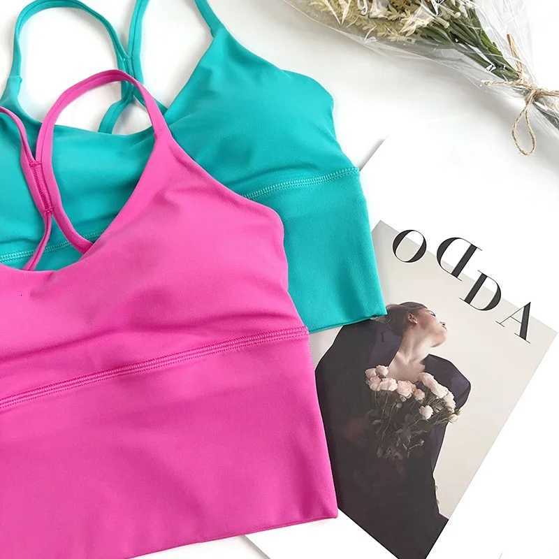 Solid Color Women Tops Back Cross Strap Tank Top Push Up Running Sports Bra Breathable Fitness Beauty Solid Color Yoga BraXJ251029