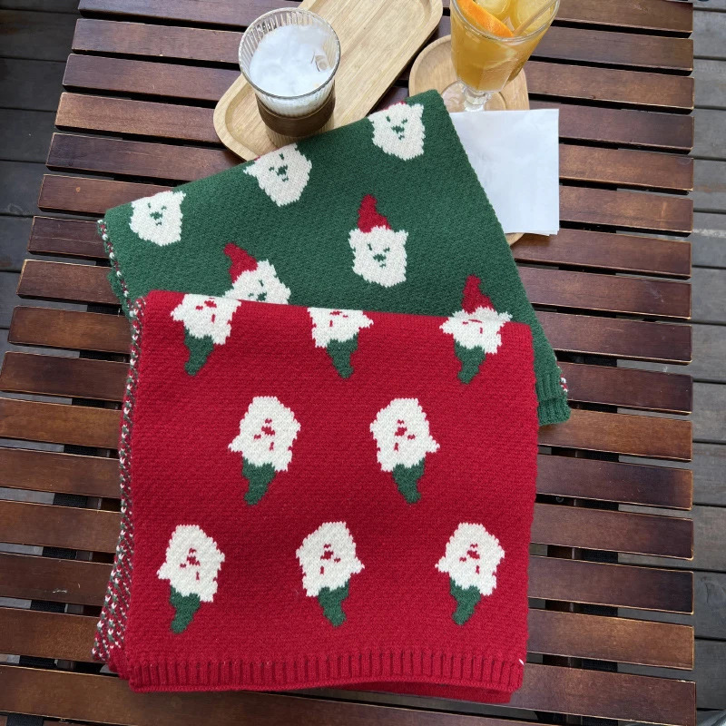 Winter Warm Scarf For Women Men Deer Elk DoubleSided Knitted Scarves Fashion Versatile Woolen Shawl Girls Christmas Present 251029