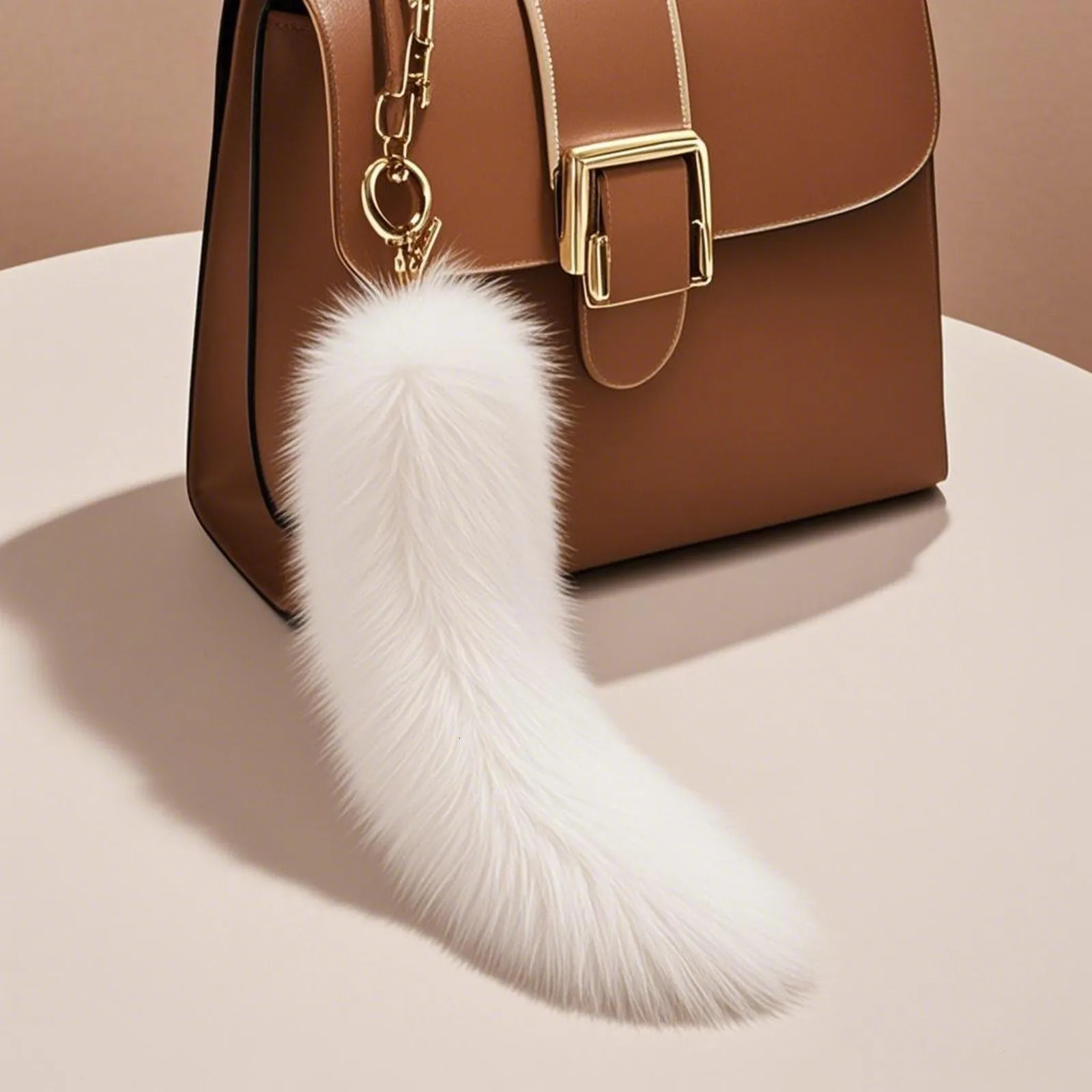 PlushFox Tail Bag Pendant Furry Racoon Tail Keyring Keychain Cute Pompoms Keyring Holder BagDecor Accessory 251029