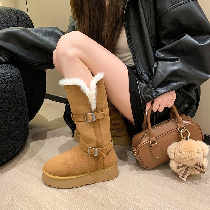 winter Autumn and winter new long tube designer boots gray snow boots luxury cotton luxury boots women s new thick soled wool lining thick high tube c