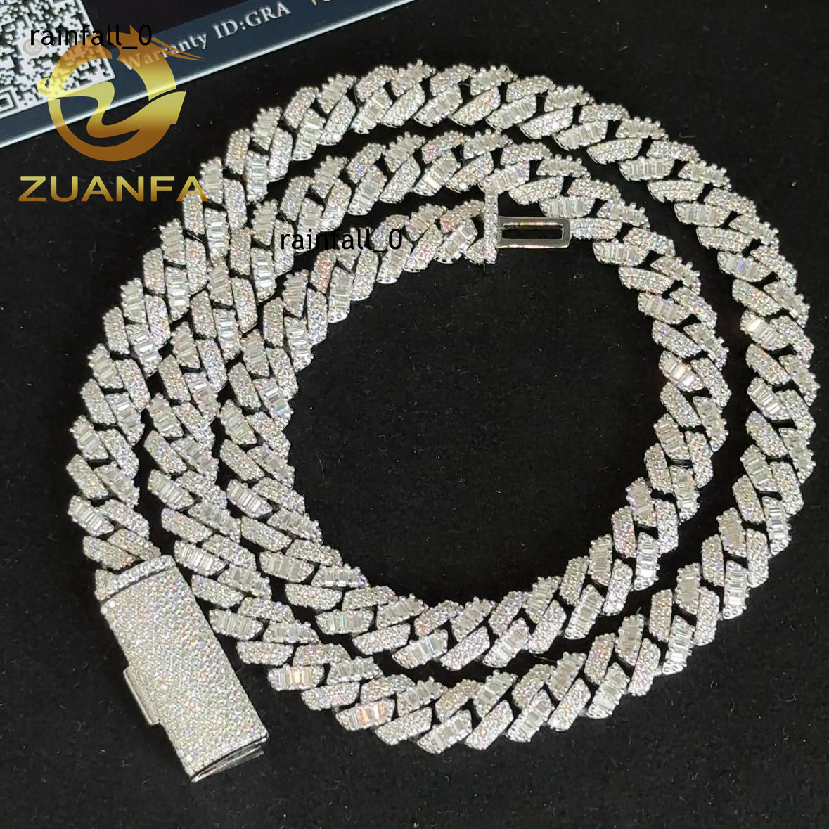 Hip Hop Jewelry 8MM Mix Cut Moissanite Diamond Cuban Link Chain 925 Silver Iced Out Cuban Link With GRA Certificate