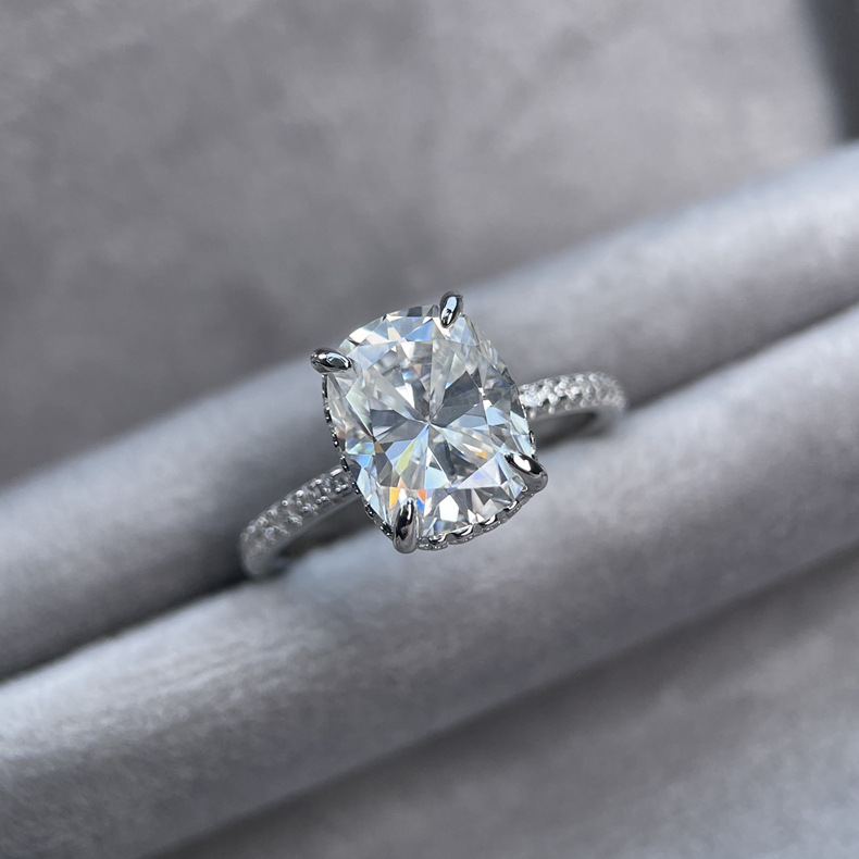 TaiYang GRA 4CT 8x10 Marquise Cut Moissanite Ring for Women, Luxurious 925 Sterling Silver Wedding Engagement Diamond Ring with Moissanite Certificate