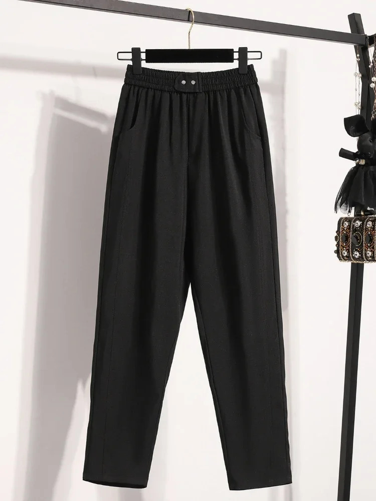 Plus Size Women Pants Spring and Autumn Korean HighWaisted Wide Leg Trousers Straight Versatile Suit 251029