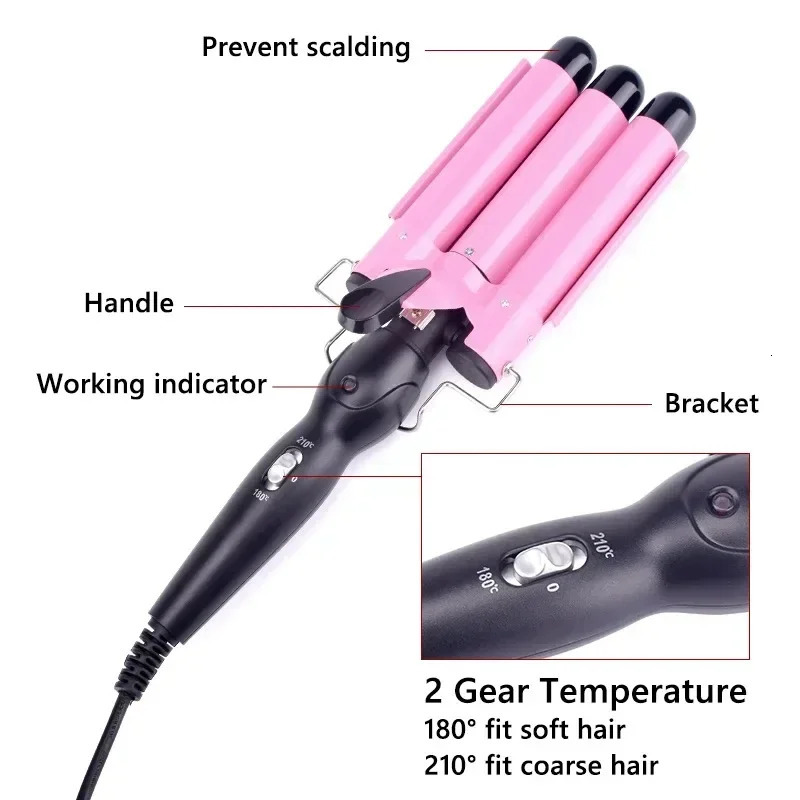 Electric Curling Stick Egg Roll Korean Style Water Ripple Perm Threetube Curling Iron Wave Waver Styling Tools Hair Styler Wand 251029
